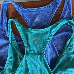 2 Lululemon Tanks. Blue and Green. Womens Medium.